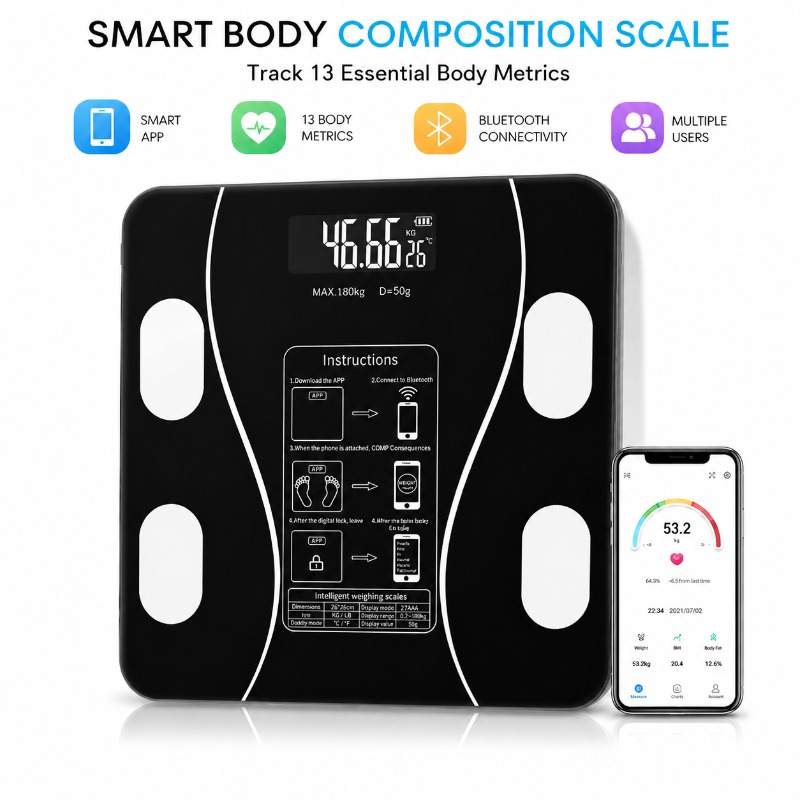 Digital Body Weight Scale - Báscula Inteligente Bluetooth para Grasa Corporal,